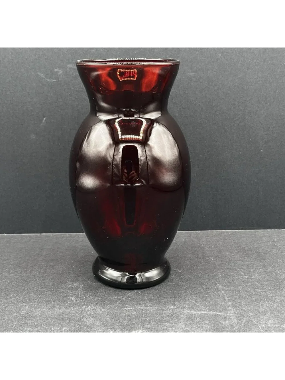Anchor Hocking Ruby Red Glass Bud Vase Flared Rim Hand Blown 6.5